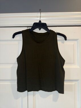 lululemon athletica Olive Green Perforated Cropped Tank